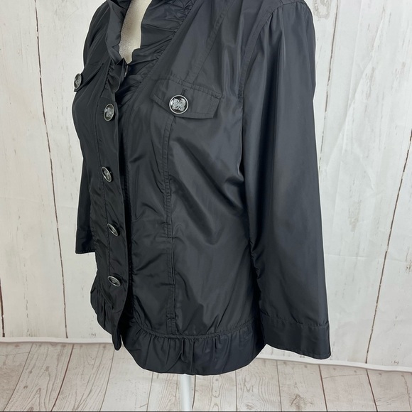 Christopher & Banks lightweight jacket with ruffle collar black medium - Picture 2 of 11